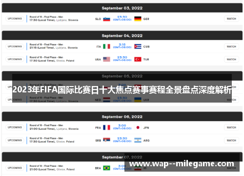 2023年FIFA国际比赛日十大焦点赛事赛程全景盘点深度解析 2023年FIFA国际比赛日十大焦点赛事赛程全景盘点深度解析